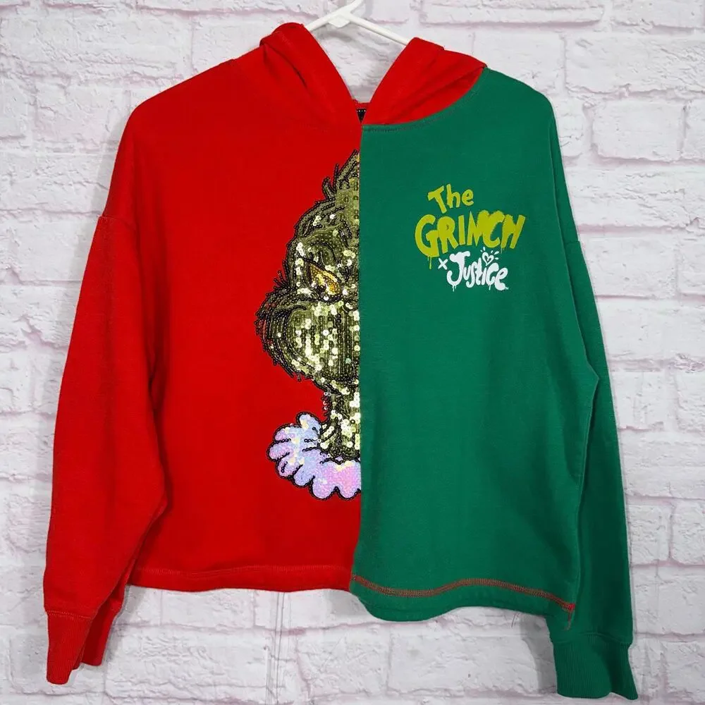 The Grinch x Justice Girls Sequin Split Hoodie XL Plus
